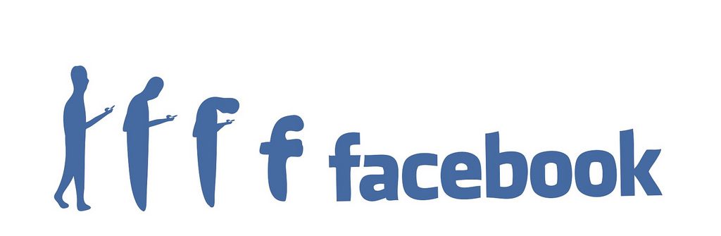 A parody of the popular "evolution" image, this time with a person morphing into a facebook logo. Another commentary on our relationship to technology